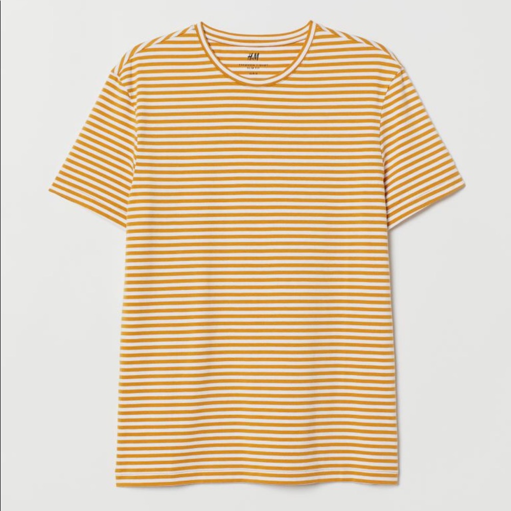 H&M Women’s Yellow Striped T Shirt L